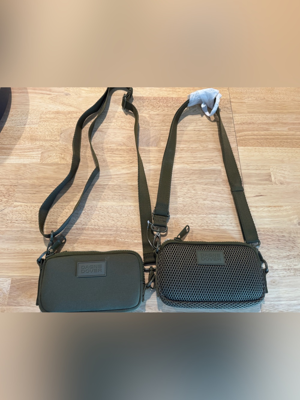 Dagne Dover Olive Green Dual-Pouch Crossbody Belt Bag